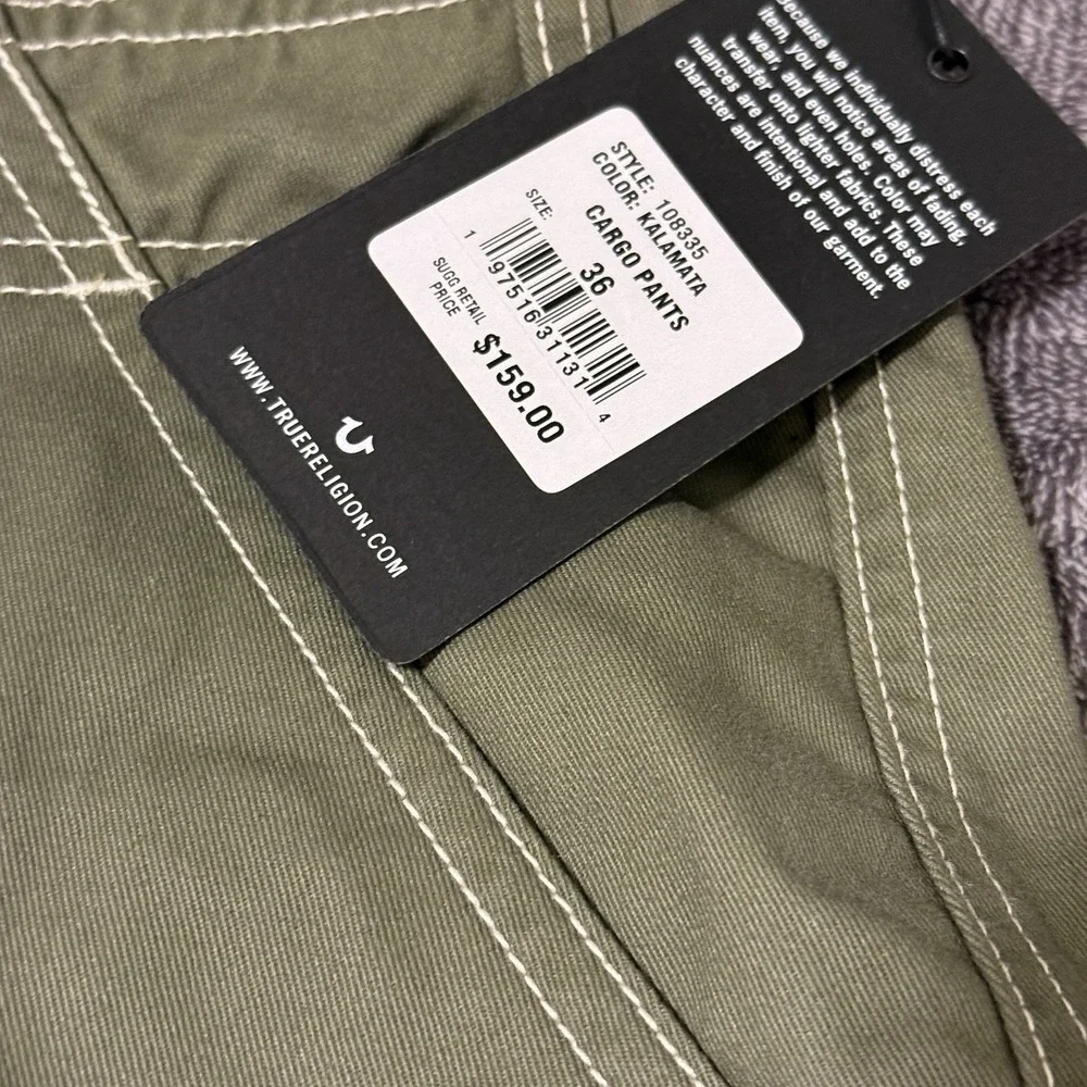 True Religion Men's Cargo‎ Pants Kalamata Green 36x31 Utility Streetwear